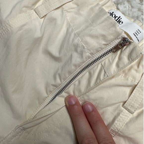 elodie Cream Elastic Waistband Cargo Pants Wide Leg Zipper Fly Highwaisted - Picture 4 of 9